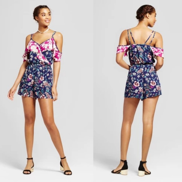 Xhilaration Floral Cold Shoulder Romper - Picture 8 of 8